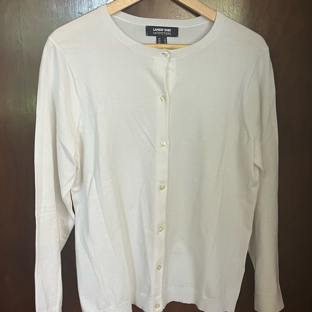 NWOT Land’s End White Cardigan